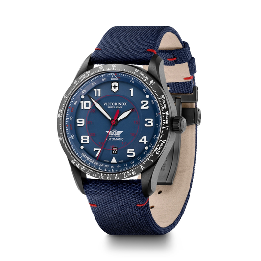 Airboss Mechanical Esfera Negra Pulsera Tela Azul