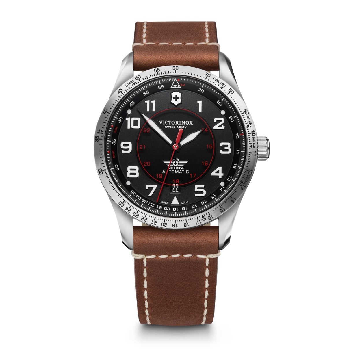 Airboss Mechanical Esfera Negra Pulsera Marrón