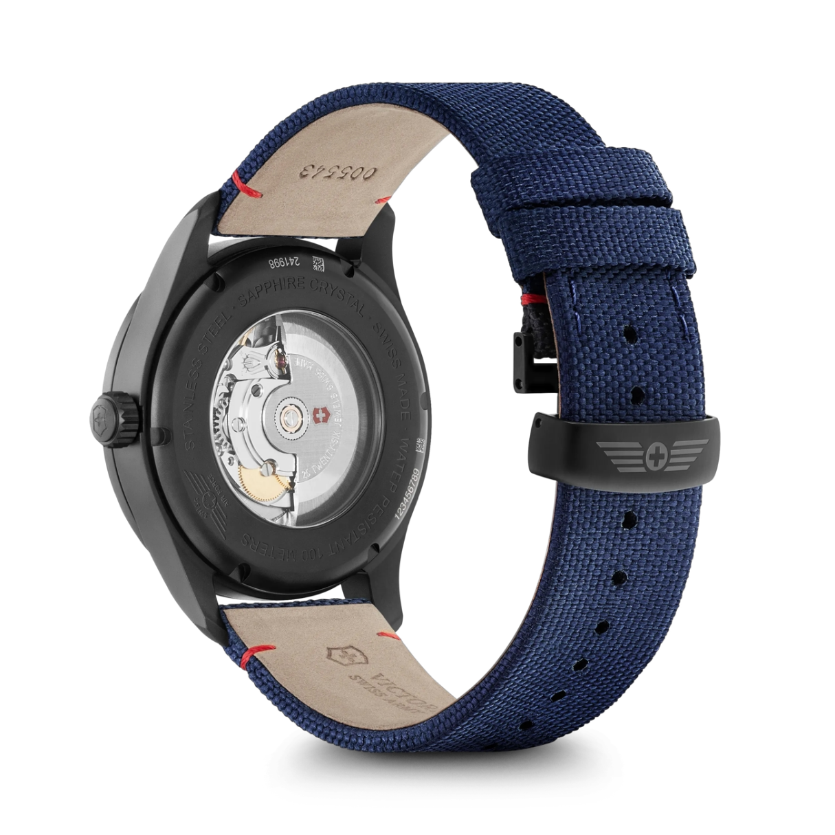 Airboss Mechanical Esfera Negra Pulsera Tela Azul