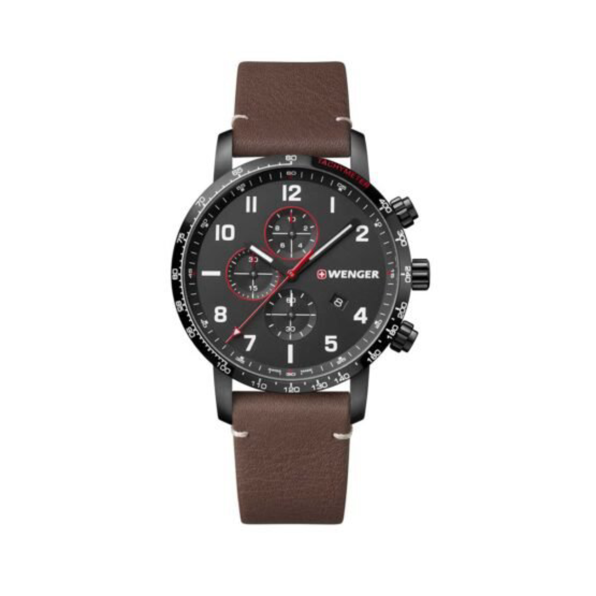 Attitude Chrono Esfera Negra Correa piel cafe