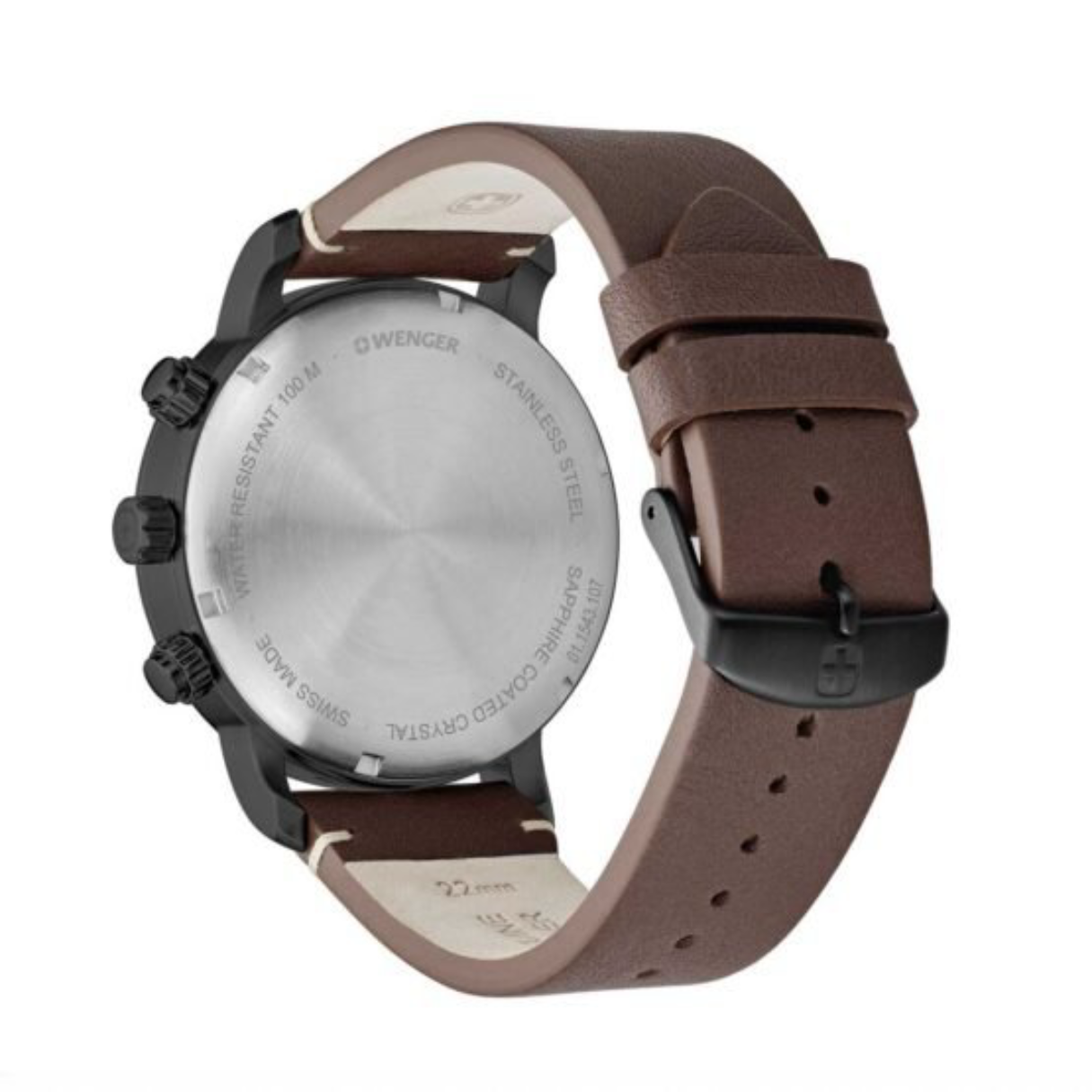 Attitude Chrono Esfera Negra Correa piel cafe