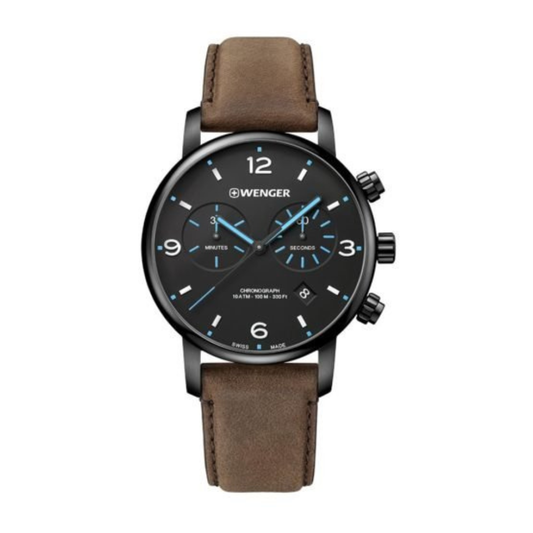 Urban Metropolitan Chrono Esfera Negra Correa Piel Cafe